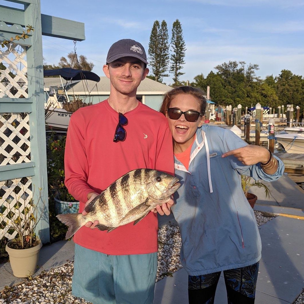 Matt Danziger and fiance Hayley of Anna Maria Island with a nice Sheep Head for fish tacos.