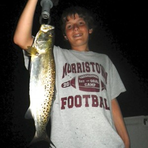 Zachery Larsen took this big trout under the lights.